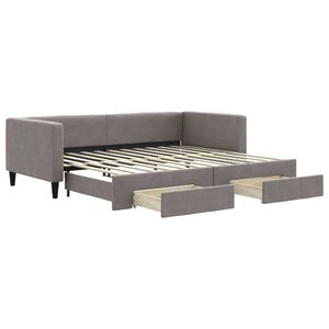 vidaXL Divano Letto Estraibile con Cassetti Tortora 90x200 cm Tessuto