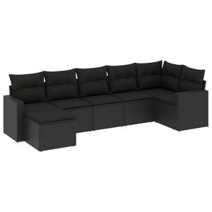 vidaXL Set Divani da Giardino con Cuscini 7pz Nero Polyrattan