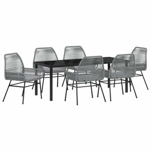 vidaXL Set da Pranzo per Giardino con cuscino 7 pcs Grigio polyrattan