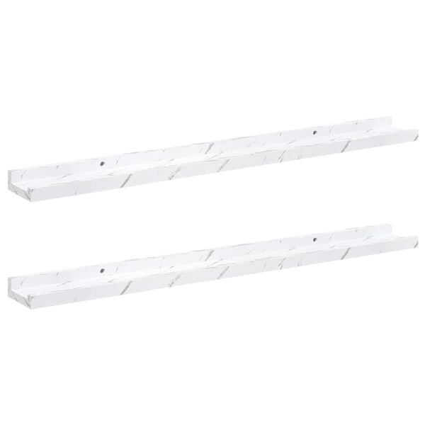 vidaXL Scaffale da parete 2 pcs Marmo Bianco 80 x 9 x 3 cm