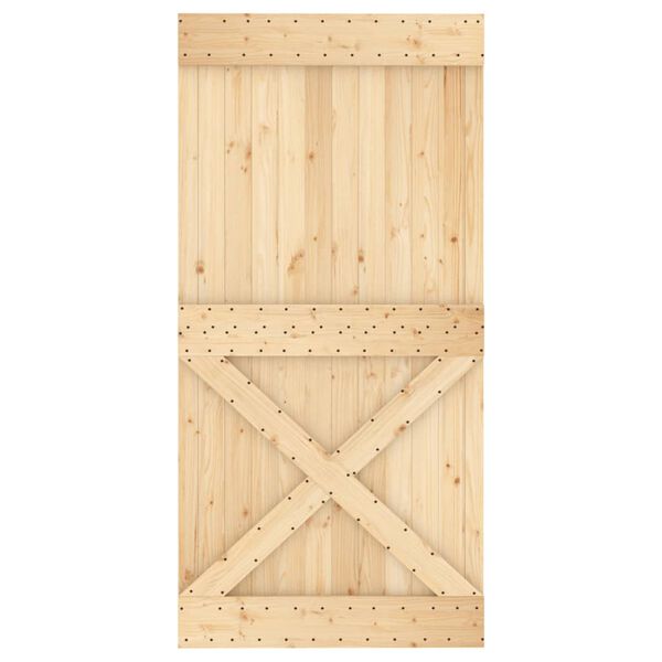 vidaXL Porta Scorrevole con Set Hardware 100x210cm Legno Massello Pino