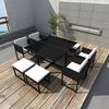 vidaXL Set da Pranzo da Giardino 9 pz con Cuscini in Polyrattan Nero