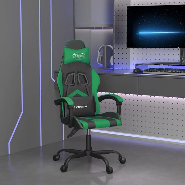 vidaXL Sedia da Gaming Nera e Verde in Similpelle