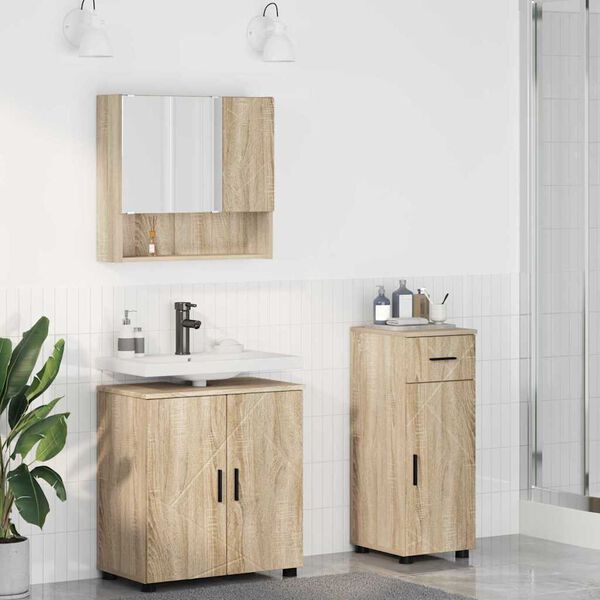 vidaXL Set di mobili per il bagno con cassetto 3 pcs Rovere Sonoma