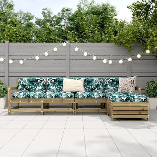 vidaXL Set Divani da Giardino 5 pz in Legno Impregnato di Pino