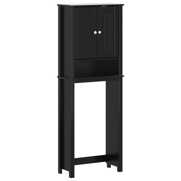 vidaXL Portaoggetti Sopra WC BERG Nero 60x27x164,5 cm Legno Massello