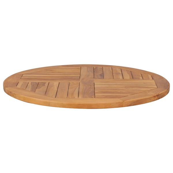 vidaXL Piano Tavolo in Legno Massello di Teak Rotondo 2,5 cm 80 cm