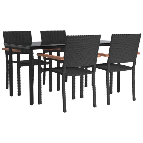 vidaXL Set da Pranzo da Giardino 5 pz Nero in Polyrattan