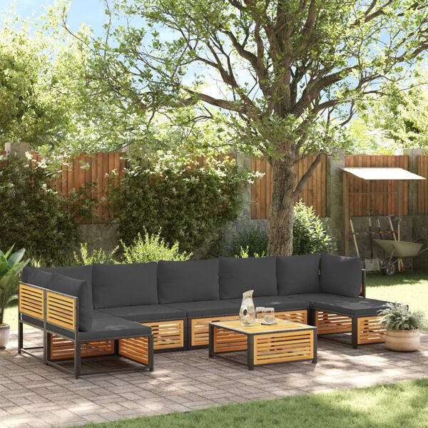vidaXL Set Divano da Giardino 8pz con Cuscini Legno Massello di Acacia
