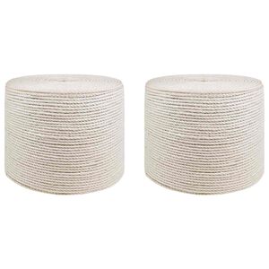 vidaXL Spago in juta 2 pz 2 mm Bianco 100% juta Tossa