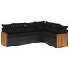 vidaXL Set Divano da Giardino 6 pz con Cuscini Nero in Polyrattan
