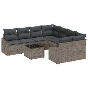 vidaXL Set di divani con cuscino con cuscino 9 pcs Grigio polyrattan