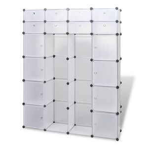 vidaXL Armadietto Modulare 18 Scomparti Bianco 37 x 146 x 180,5 cm