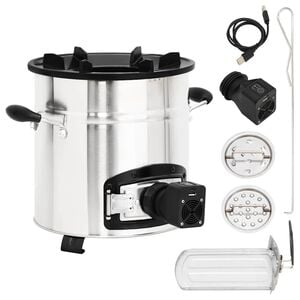 vidaXL Stufa a Legna con Ventola USB Argento 35,5x26x28cm Acciaio Inox