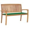 vidaXL Panchina da Giardino Impilabile e Cuscino 128,5cm Teak Massello