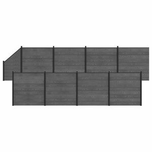 vidaXL Set di Recinzione 9 pz 1484 x 186 cm WPC e Alluminio Grigio