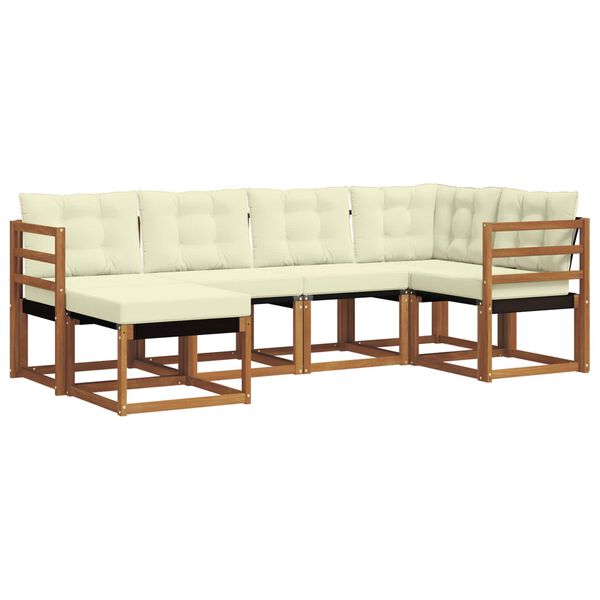 vidaXL Set di divani da esterno con cuscino 6 pcs Naturale e Crema