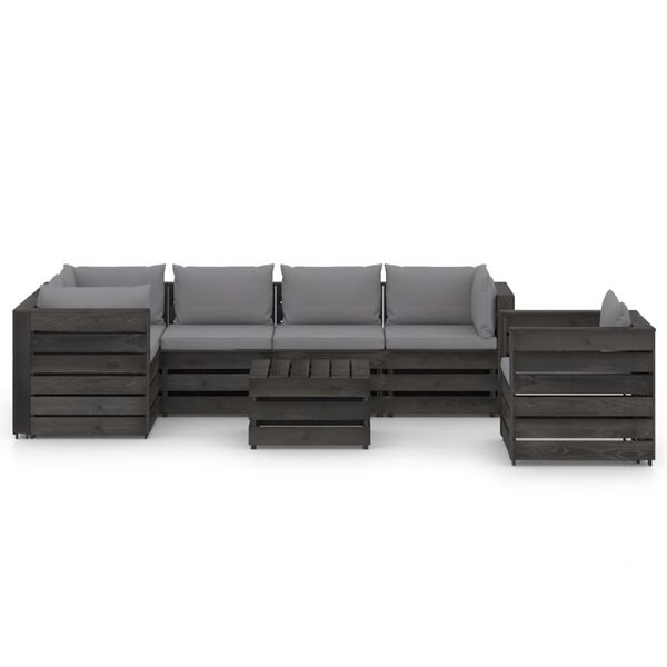 vidaXL Set Salotto da Giardino con Cuscini 7pz Legno Impregnato Grigio