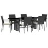 vidaXL Set da Pranzo da Giardino 7 pz Nero con Cuscini in Polyrattan
