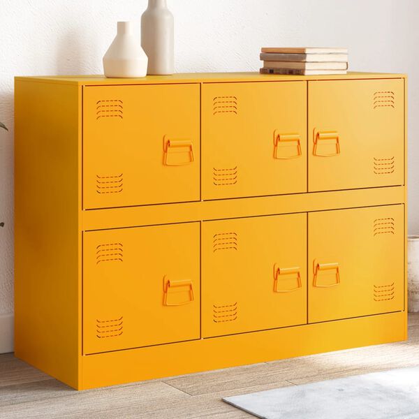 vidaXL Credenza Giallo Senape 99x39x73 cm in Acciaio