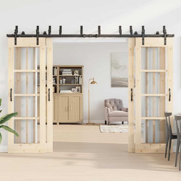 vidaXL Kit di Binari per Porte Scorrevoli 305 cm Acciaio Nero