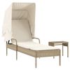 vidaXL Lettino Prendisole con Baldacchino e Tavolino Beige Polyrattan
