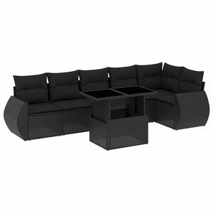 vidaXL Set Divani da Giardino con Cuscini 7pz Nero Polyrattan