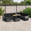 vidaXL Set Divani da Giardino 9 pz con Cuscini Nero in Polyrattan
