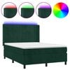 vidaXL Letto a Molle con Materasso e LED Verde Scuro 140x190cm Velluto