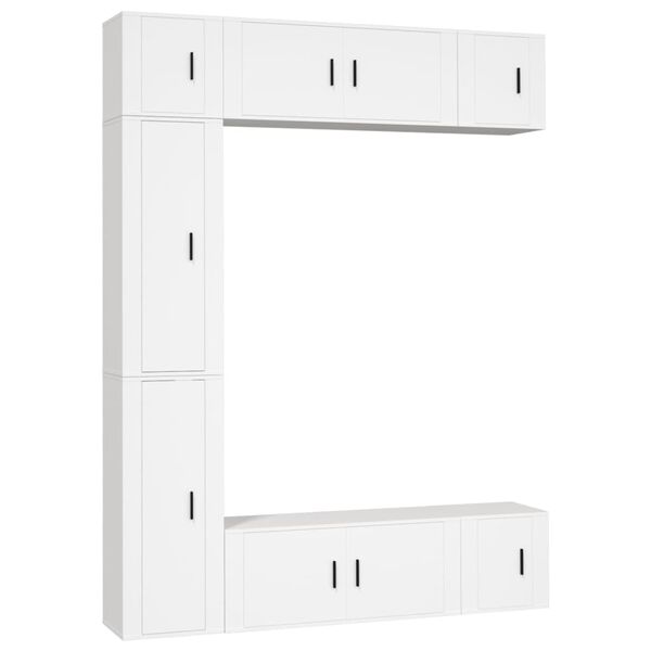 vidaXL Set di Mobili Porta TV 7 pz Bianco in Legno Multistrato