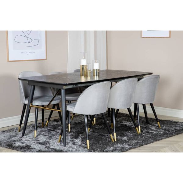 Venture Home Sedie da Pranzo 2 pz Velvet Velluto Nero, Ottone e Grigio