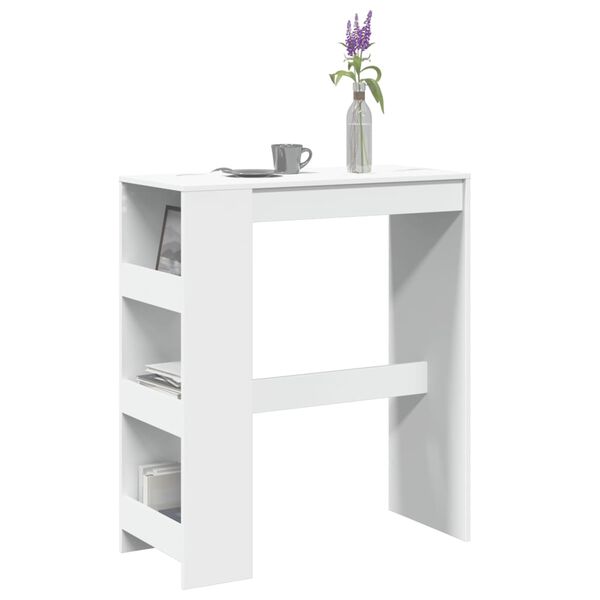 vidaXL Tavolo Bar con Rastrelliera Bianco 90x40x103,5 cm Multistrato