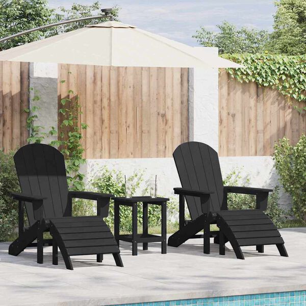 vidaXL Mobili da lounge da giardino 3 pcs Nero 38 x 38 x 46cm Plastica