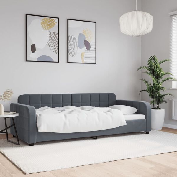 vidaXL Letto da Giorno Grigio Scuro 90x190 cm in Velluto