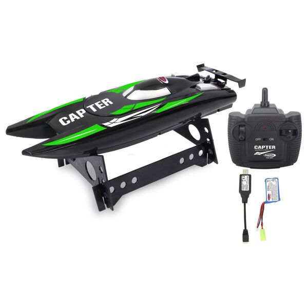 JAMARA Motoscafo RC Capter Nero e Verde da 2,4 GHz