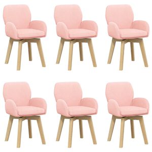 vidaXL Sedie da pranzo girevoli 6 pz Boucl&eacute; Rosa 54 x 58 x 87 cm