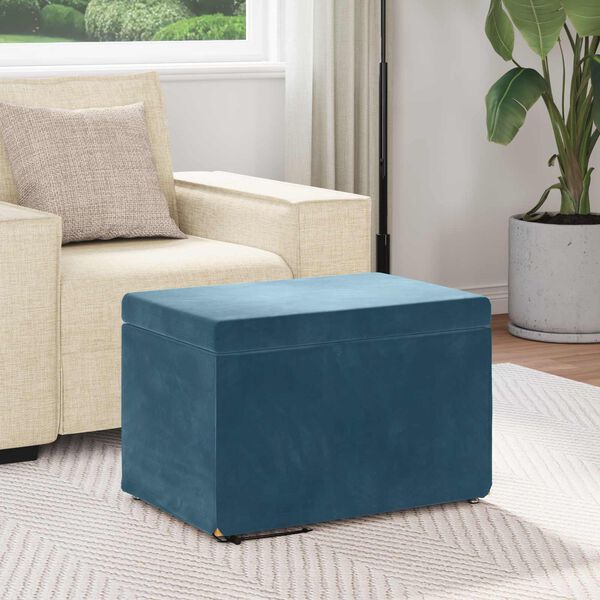 vidaXL Pouf Blu 60 x 40 x 40 cm Velluto e Legno Ingegnerizzato