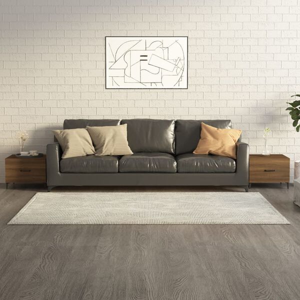 vidaXL Tavolini Salotto Gambe in Metallo 2pz Rovere Marrone 50x50x40cm