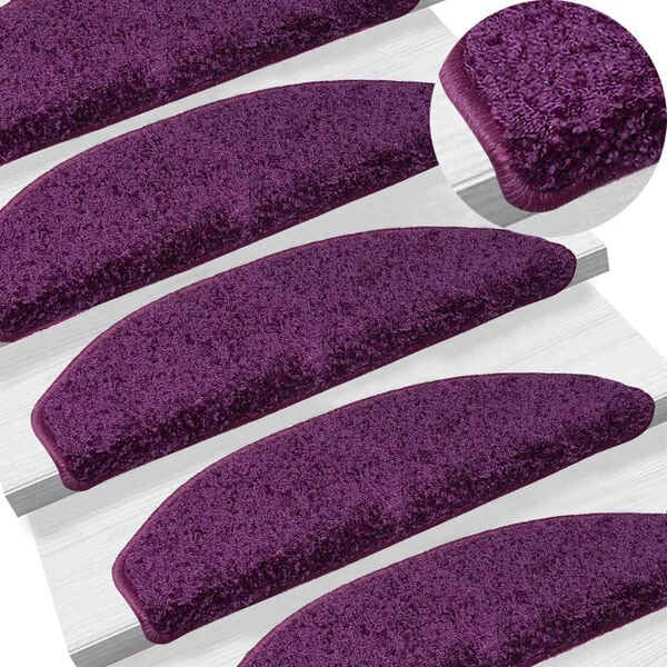 vidaXL Tappetini per scale 30 pz 65x21x4 cm Viola Semicircolari Grandi
