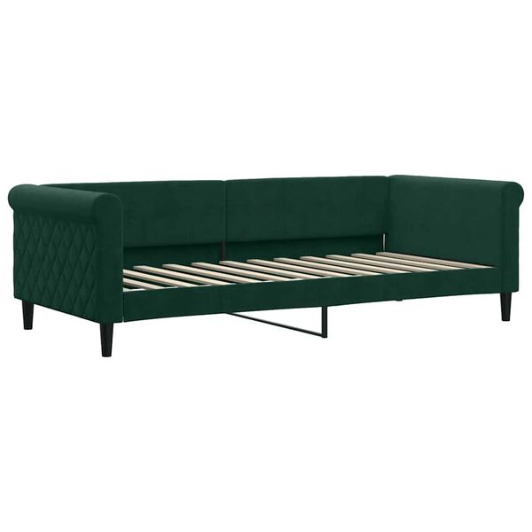 vidaXL Divano Letto con Materasso Verde Scuro 90x200 cm in Velluto