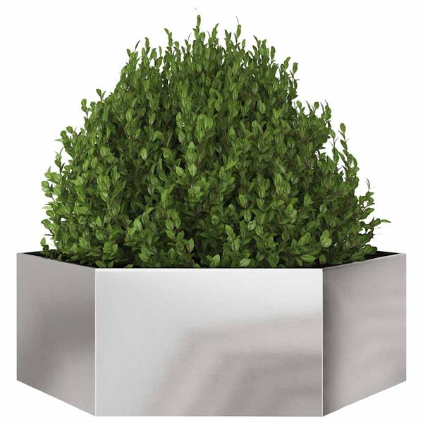 vidaXL Fioriera da Giardino Esagono 138x120x45 cm in Acciaio Inox