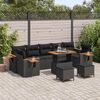 vidaXL Set Divano da Giardino con cuscino 13 pcs Nero polyrattan