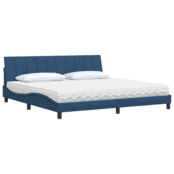 vidaXL Letto con Materasso Hanko Blu 200x200 cm in Tessuto