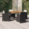 vidaXL Set da Pranzo da Giardino 5 pz con Cuscini in Polyrattan Nero