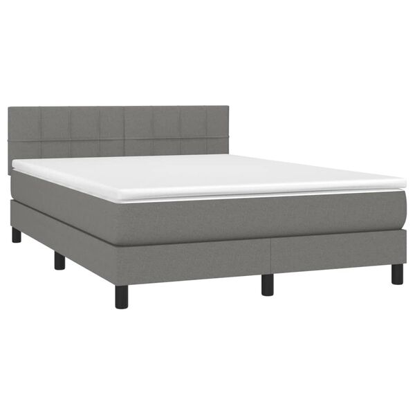 vidaXL Letto a Molle Materasso e LED Grigio Scuro 140x200cm in Tessuto