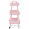 vidaXL Carrello portaoggetti a 3 ripiani rosa 42x41,5x77 cm in acciaio