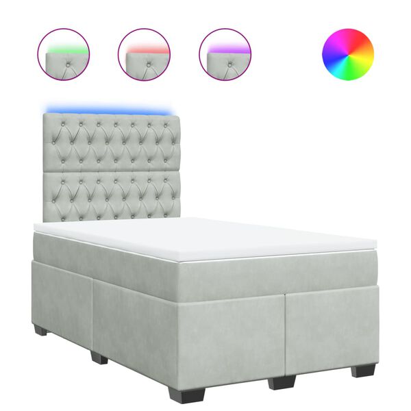 vidaXL Giroletto a Molle con Materasso Grigio Chiaro 120x190cm Velluto