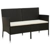 vidaXL Divano da Giardino a 3 Posti con Cuscini Nero in Polyrattan