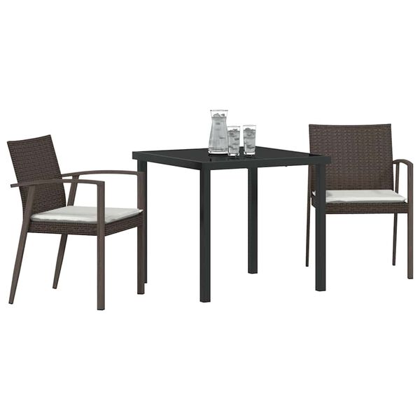 vidaXL Set da Pranzo per Giardino 3 pcs Marrone Poly Rattan