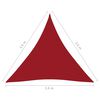 vidaXL Parasole a Vela Oxford Triangolare 3,6x3,6x3,6 m Rosso